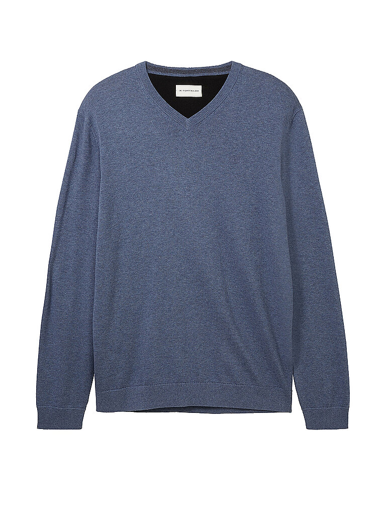 Regular Fit Strickpullover aus reiner Baumwolle mit V-Ausschnitt