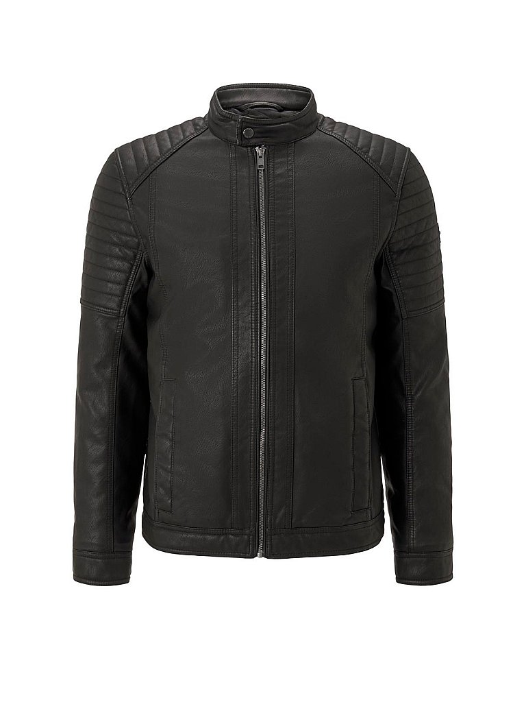 TOM TAILOR Bikerjacke in Lederoptik schwarz | L