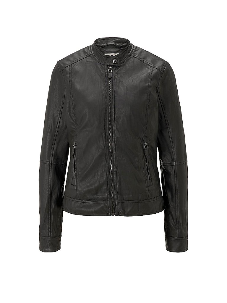 TOM TAILOR Jacke in Lederoptik schwarz | L