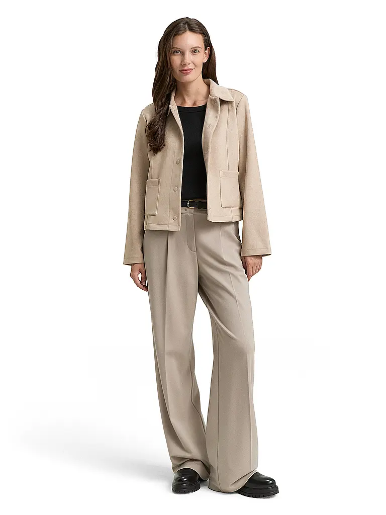 TOM TAILOR | Jacke in Lederoptik  | beige