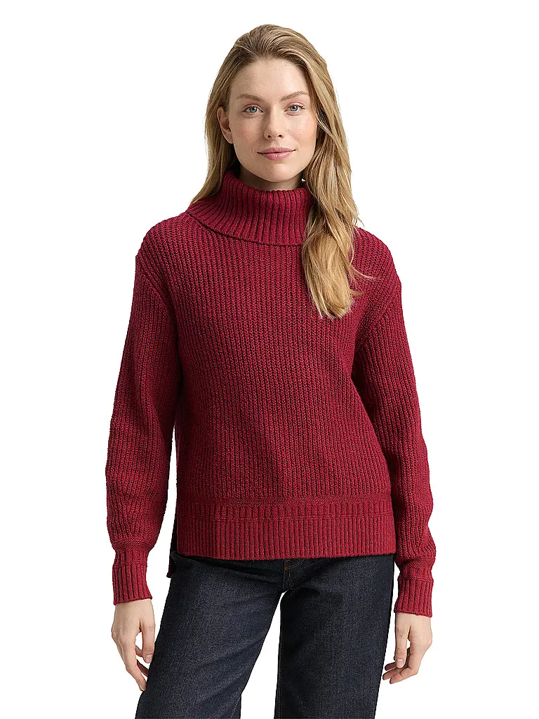 TOM TAILOR | Rollkragenpullover  | dunkelrot