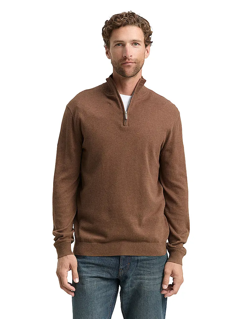 TOM TAILOR | Troyer Pullover  | braun