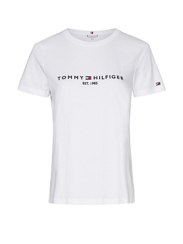 Tommy Hilfiger Damen T-Shirt Kurzarm Heritage Rundhalsausschnitt, Weiß (White), L