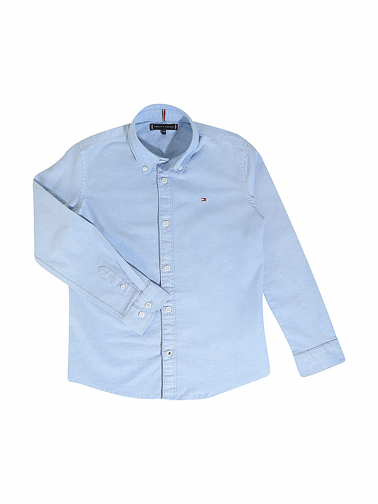 Tommy Hilfiger Jungen Hemd Oxford mit Stretch, Blau (Calm Blue), 10 Jahre