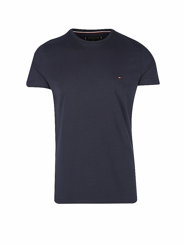 Tommy Hilfiger Herren T-Shirt Kurzarm Core Stretch Slim Fit, Blau (Desert Sky), S