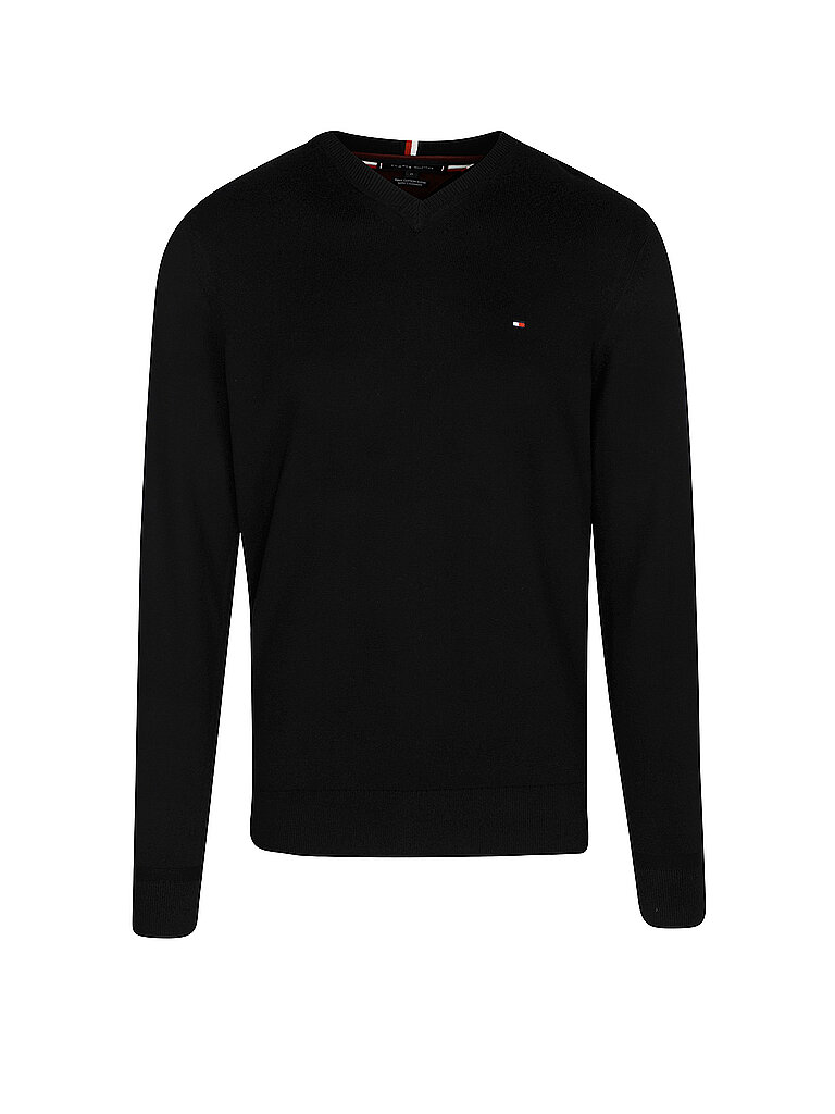Tommy Hilfiger Herren Pullover V-Neck Regular Fit, Schwarz (Black), XXL
