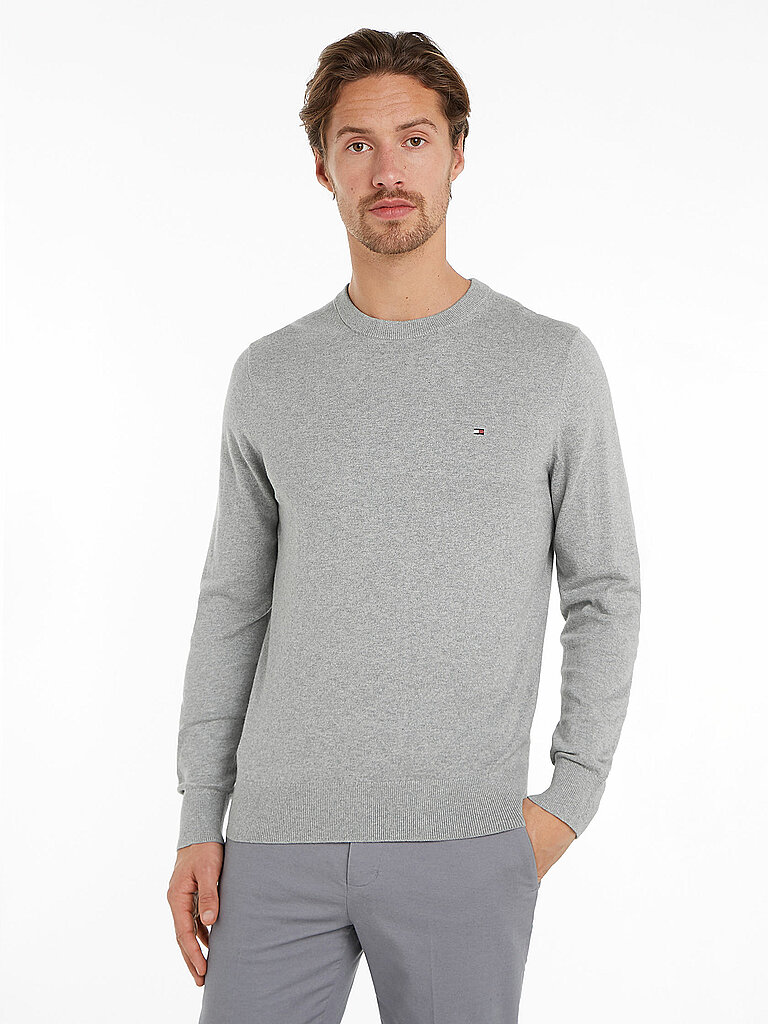 Tommy Hilfiger Herren PIMA ORG CTN Cashmere Crew Neck Pullover, Light Grey Heather, L