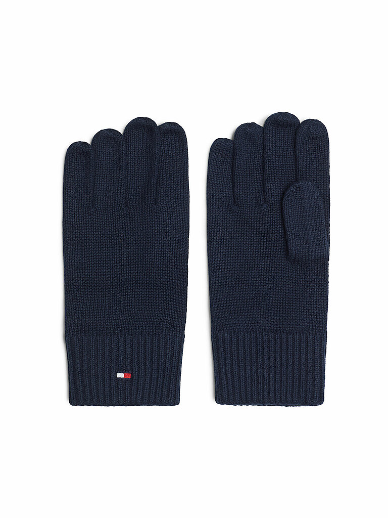 Strickhandschuhe TOMMY HILFIGER ESSENTIALS FLAG GLOVES Damen blau (space blau) Baumwollmischung unifarben Handschuhe mit Logostickerei
