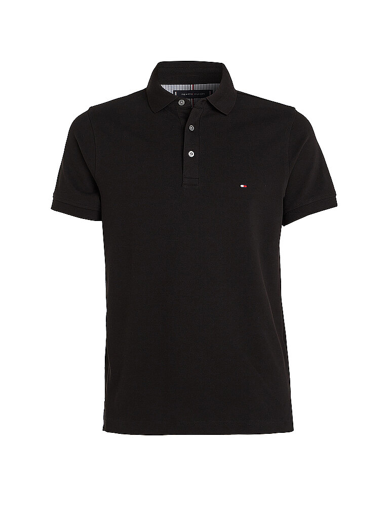 Tommy Hilfiger Herren Poloshirt Kurzarm 1985 Slim Fit, Schwarz (Black), XL