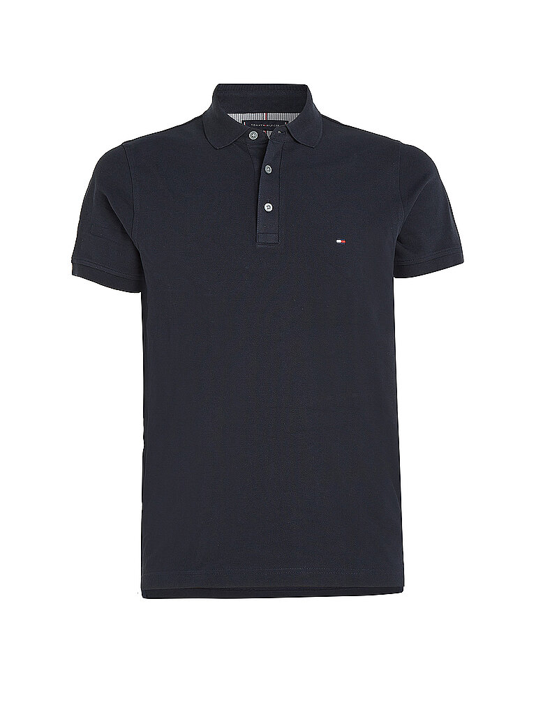 1985 - Schmal geschnittenes Pikee-Polohemd in Marineblau mit markentypischem Logo