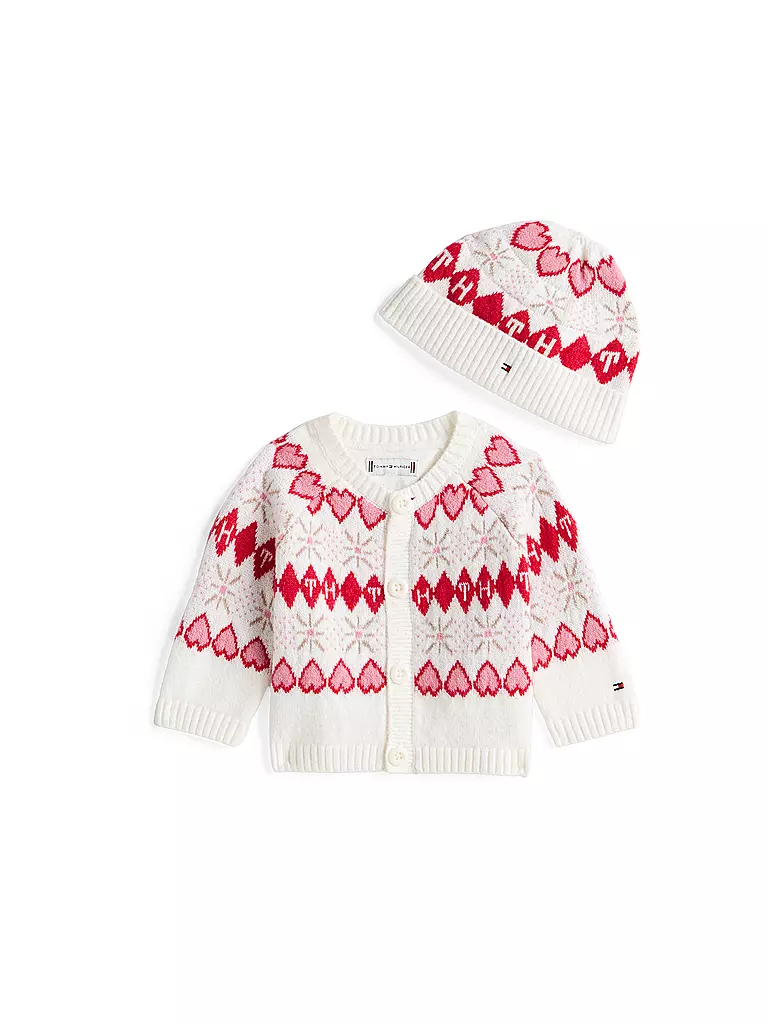 TOMMY HILFIGER | Baby Set 2-tlg. Strickjacke und Haube | weiss