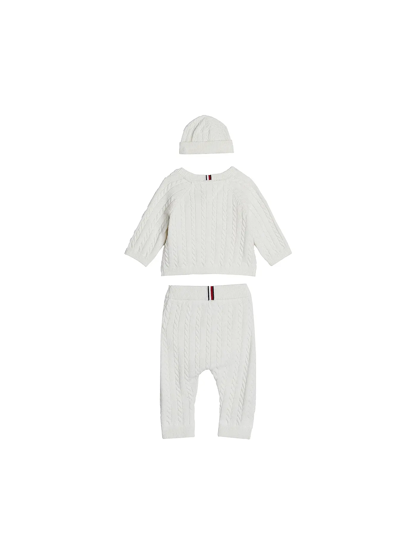 TOMMY HILFIGER | Baby Set 3-tlg Strickjacke, Mütze und Strickhose | creme