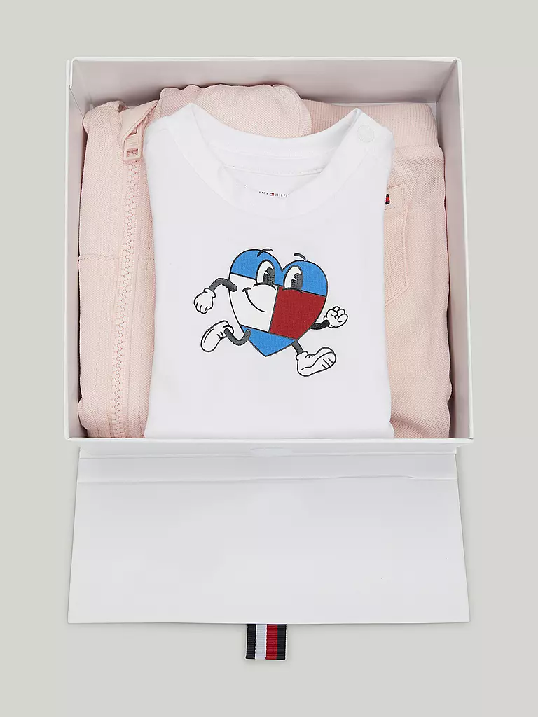 TOMMY HILFIGER | Baby Set 3tlg Sweatjacke, T-Shirt und Hose | rosa