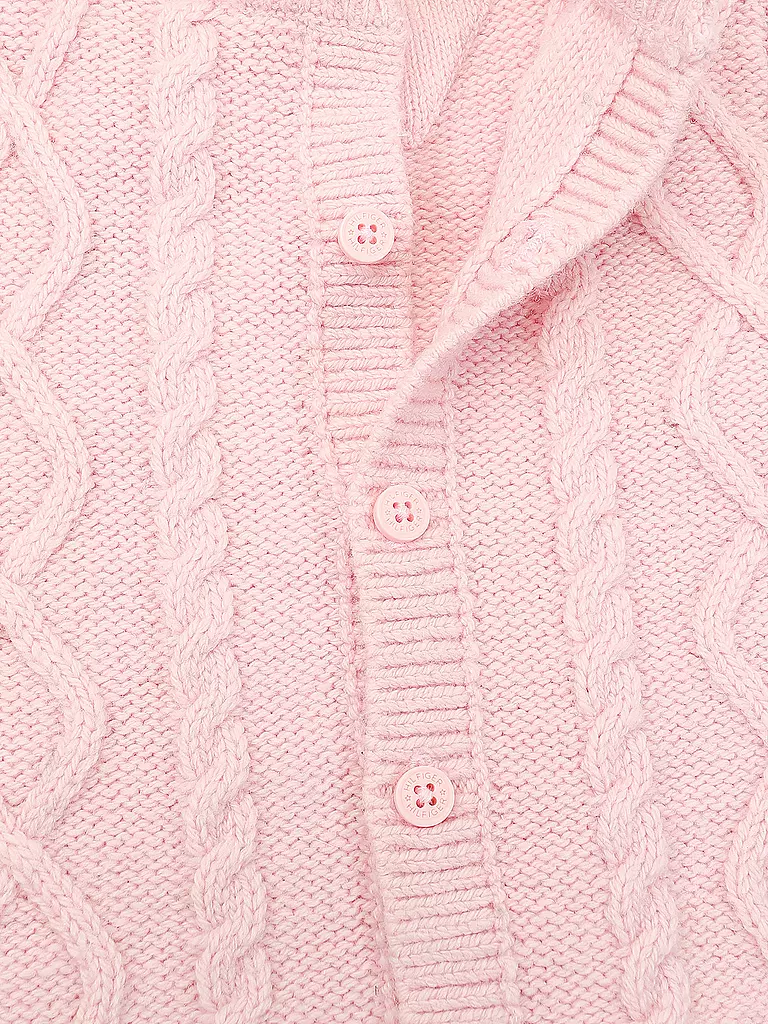 TOMMY HILFIGER | Baby Set Strickjacke, Strickhose und Mütze 3-teilig | rosa