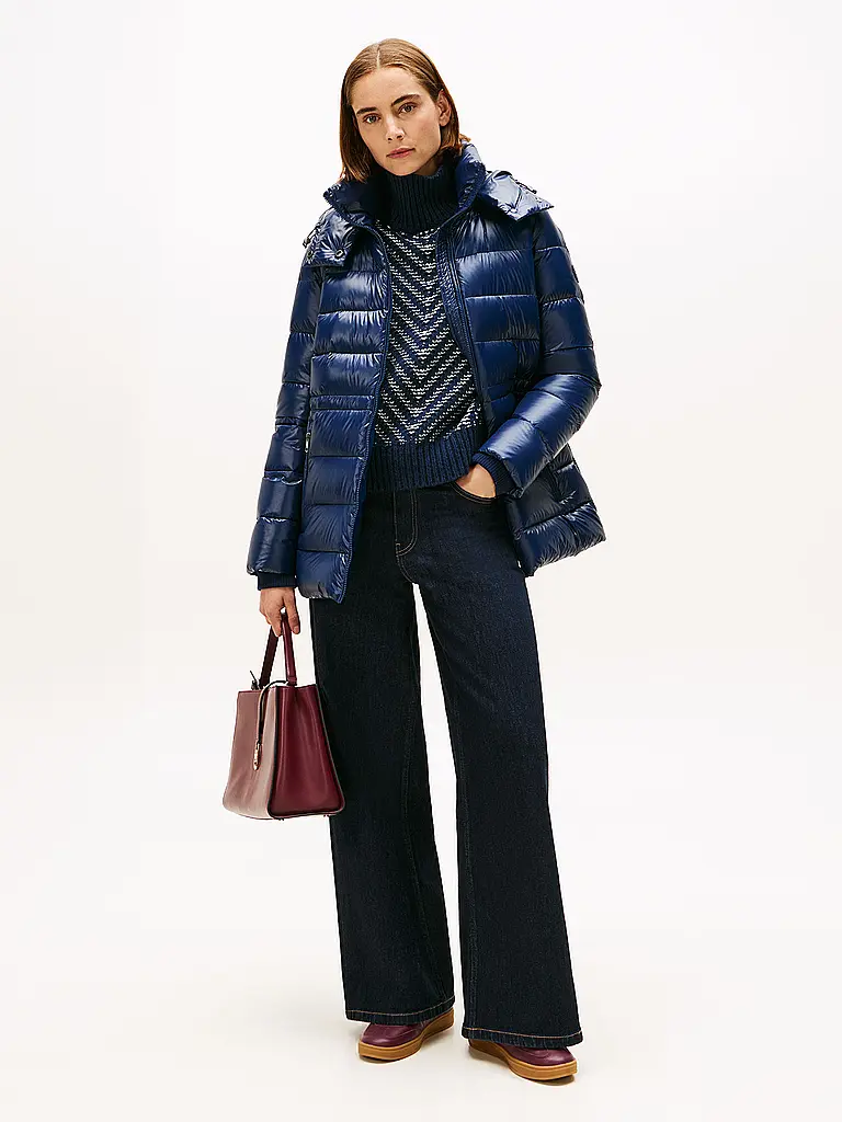 TOMMY HILFIGER | Daunensteppmantel | dunkelblau