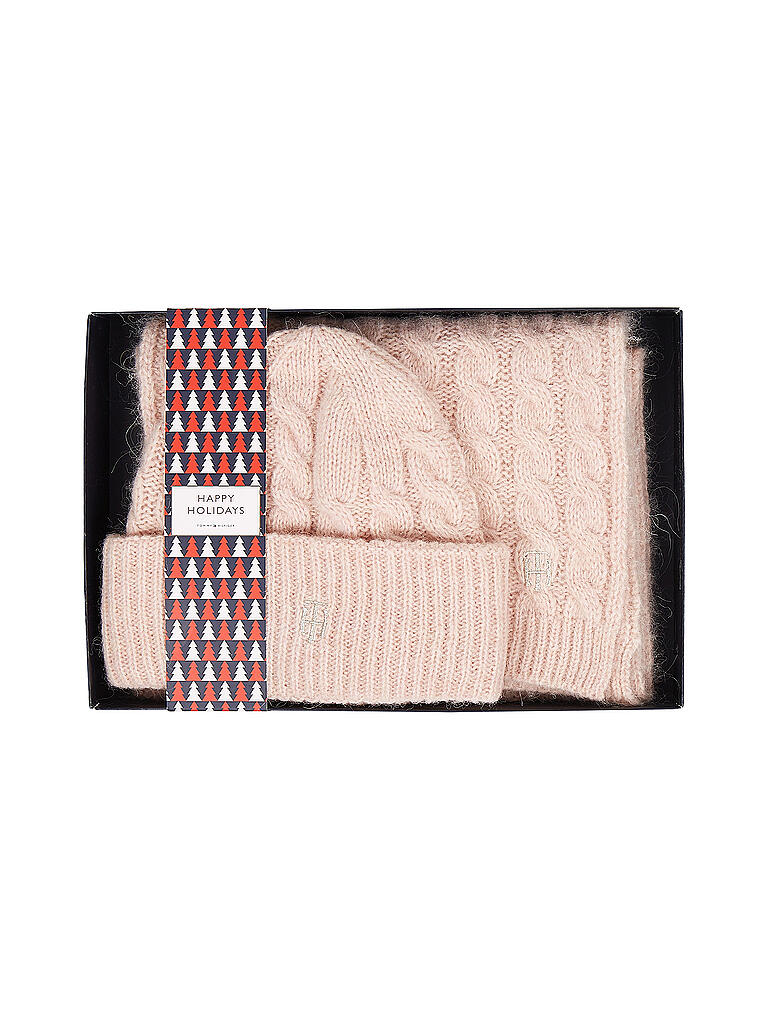 TOMMY HILFIGER | Geschenkset Mütze und Schal TIMELESS | rosa