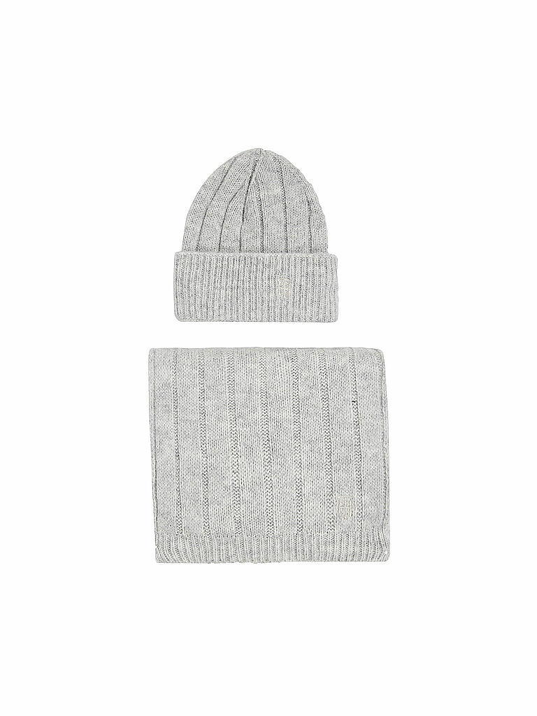 TOMMY HILFIGER | Geschenkset Mütze und Schal TIMELESS | grau