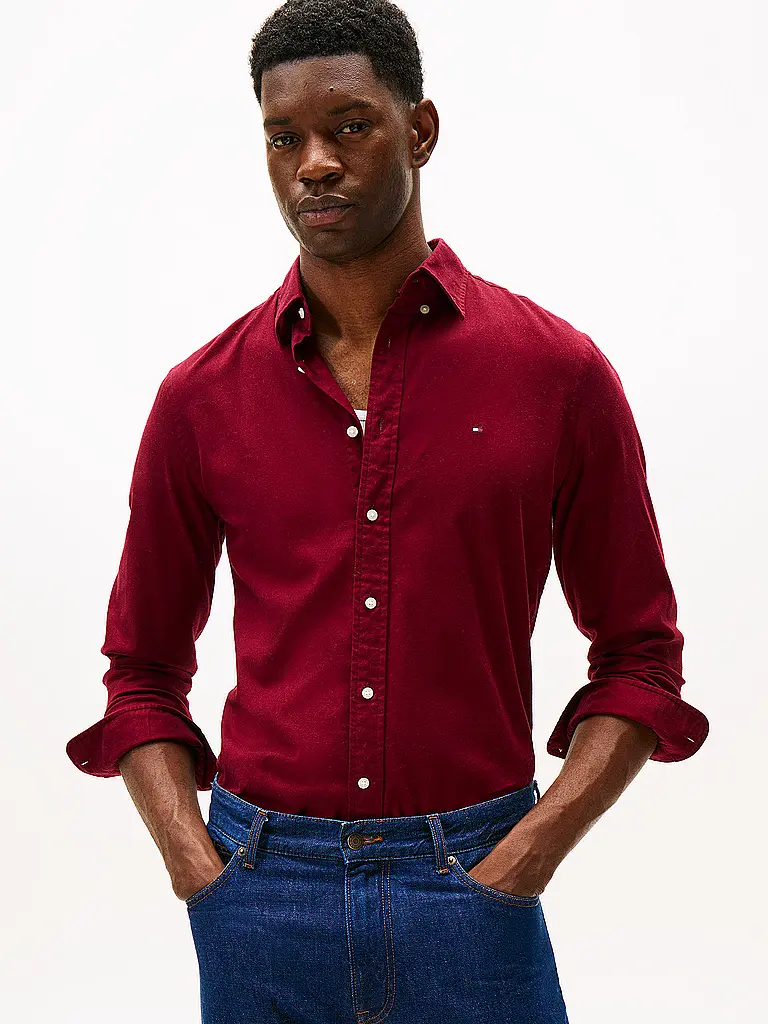 TOMMY HILFIGER | Hemd Regular Fit  | dunkelrot