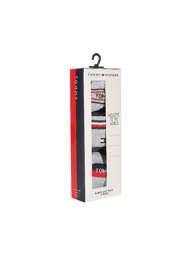 TOMMY HILFIGER | Jungen Socken 3er Pkg grey melange/tommy orignial | hellgrau