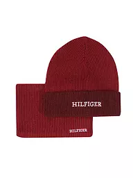 TOMMY HILFIGER | Kinder Geschenkset Mütze und Snood | dunkelrot