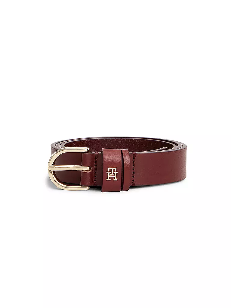 TOMMY HILFIGER | Ledergürtel ESSENTIAL | dunkelrot