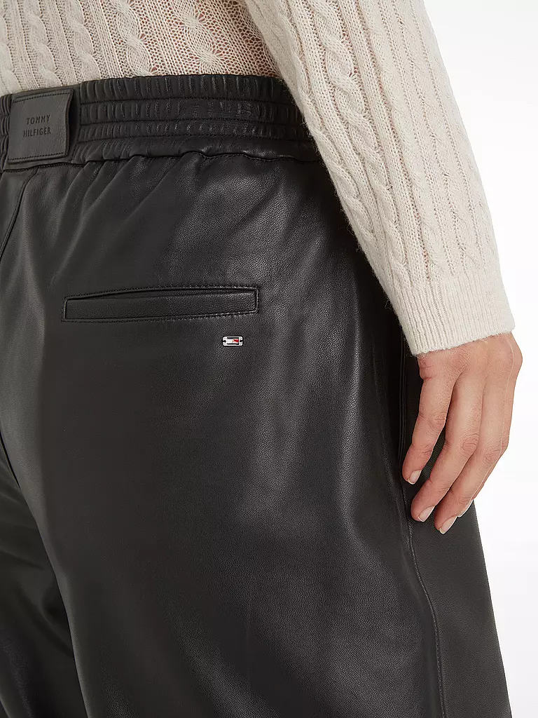 TOMMY HILFIGER | Lederhose 7/8 | schwarz