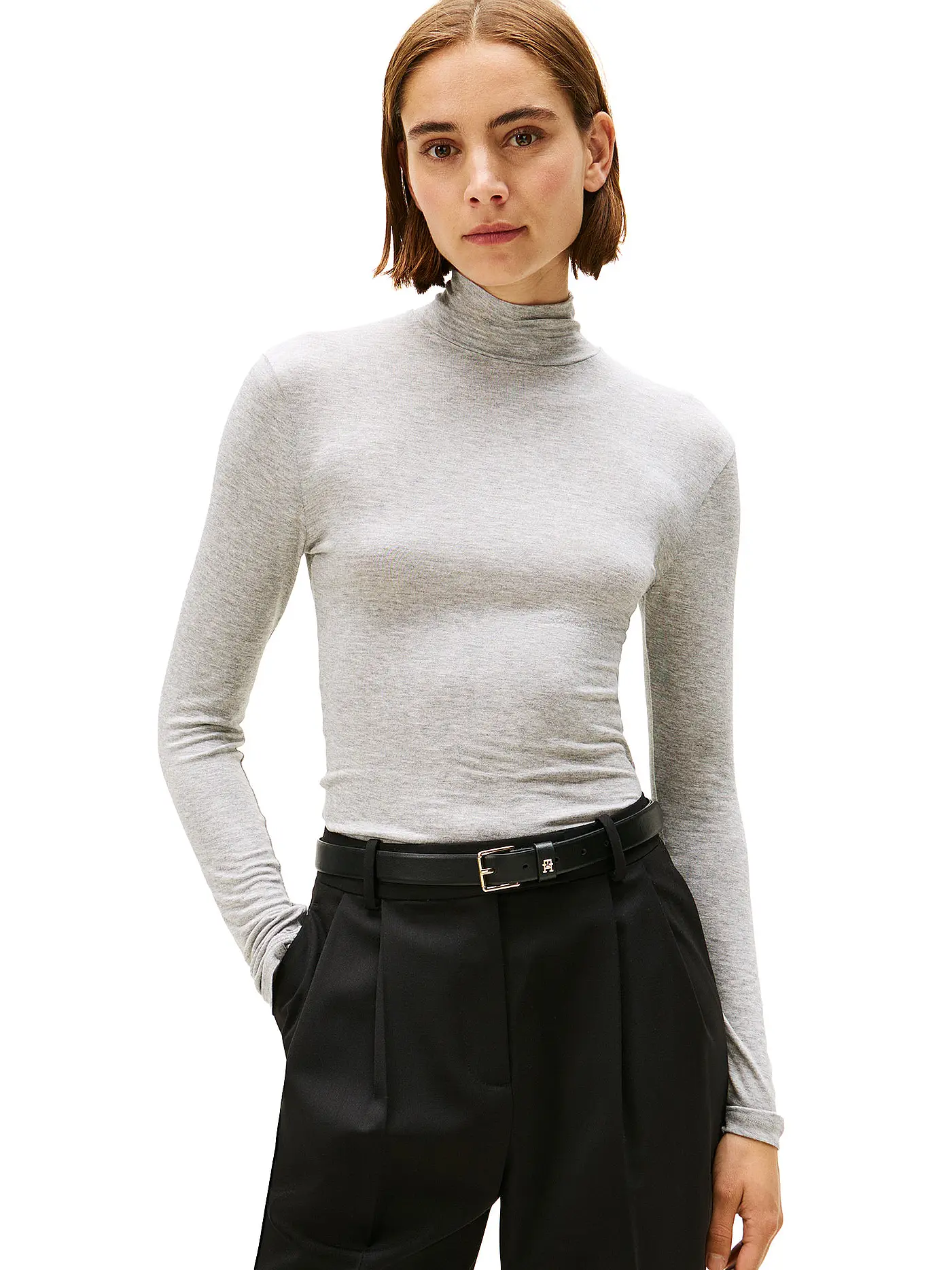 TOMMY HILFIGER | Rollkragenpullover  | hellgrau