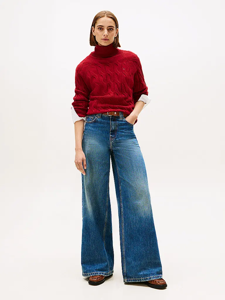 TOMMY HILFIGER | Rollkragenpullover  | rot
