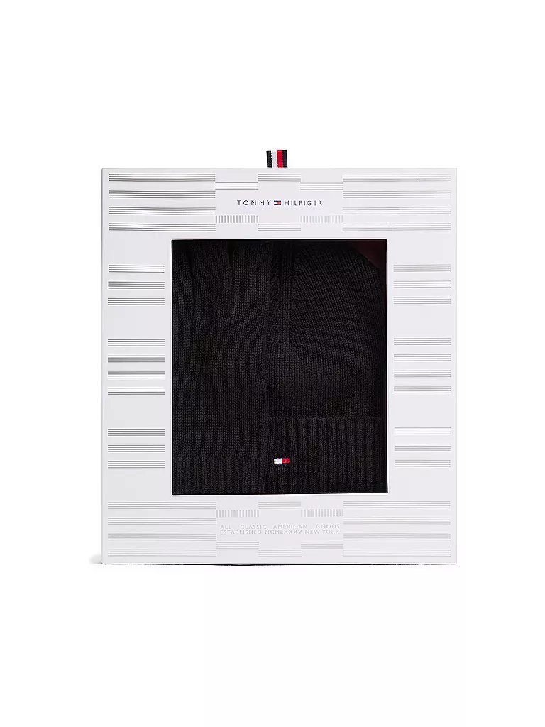 TOMMY HILFIGER | Set 2-teilig Mütze und Handschuhe | schwarz