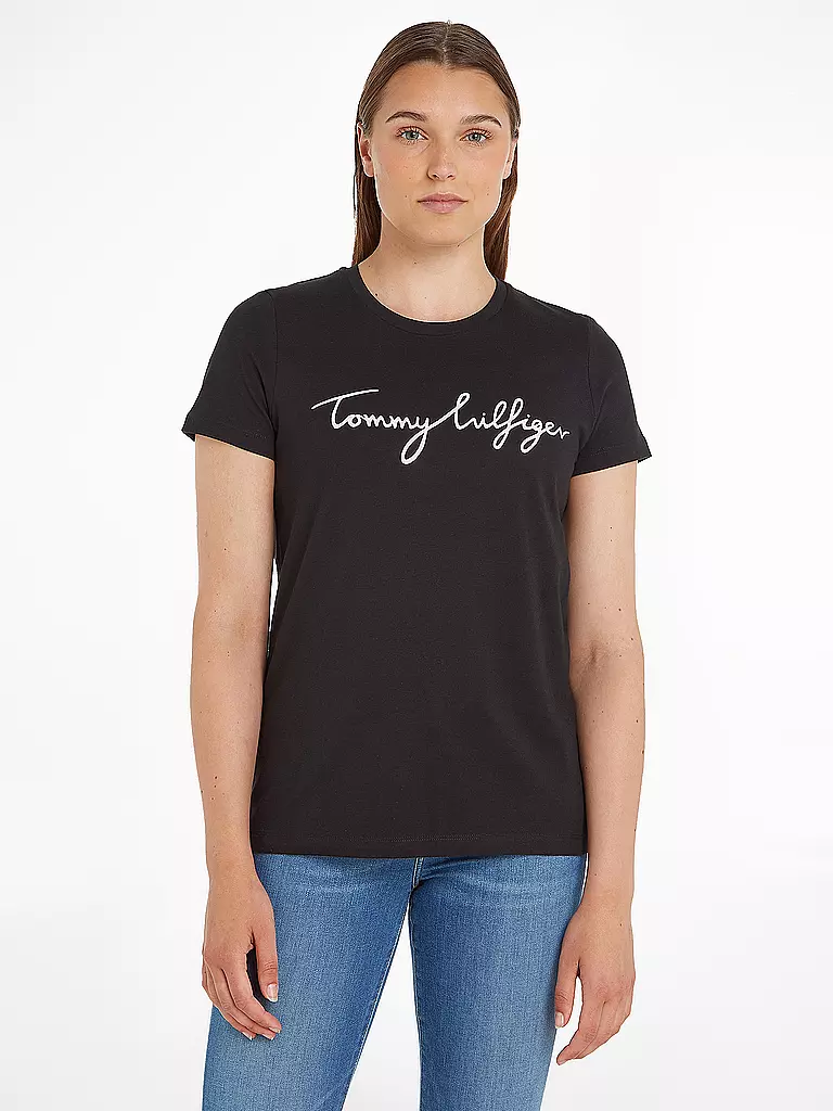 TOMMY HILFIGER | T-Shirt Regular Fit  | schwarz
