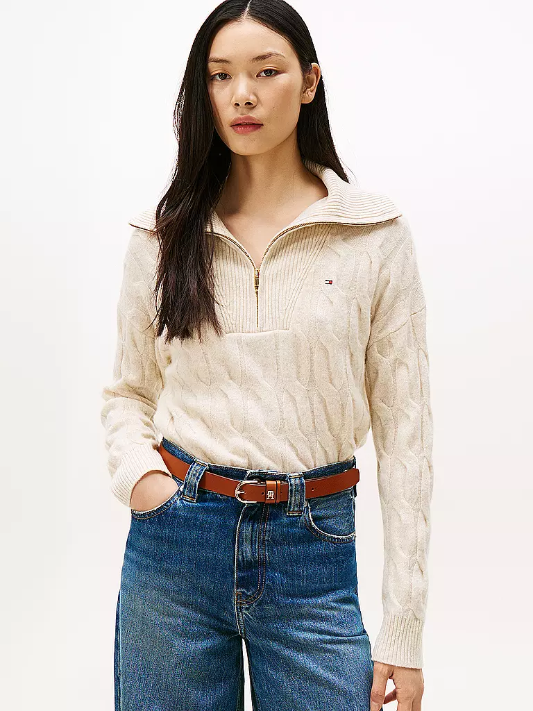 TOMMY HILFIGER | Troyer Pullover  | beige