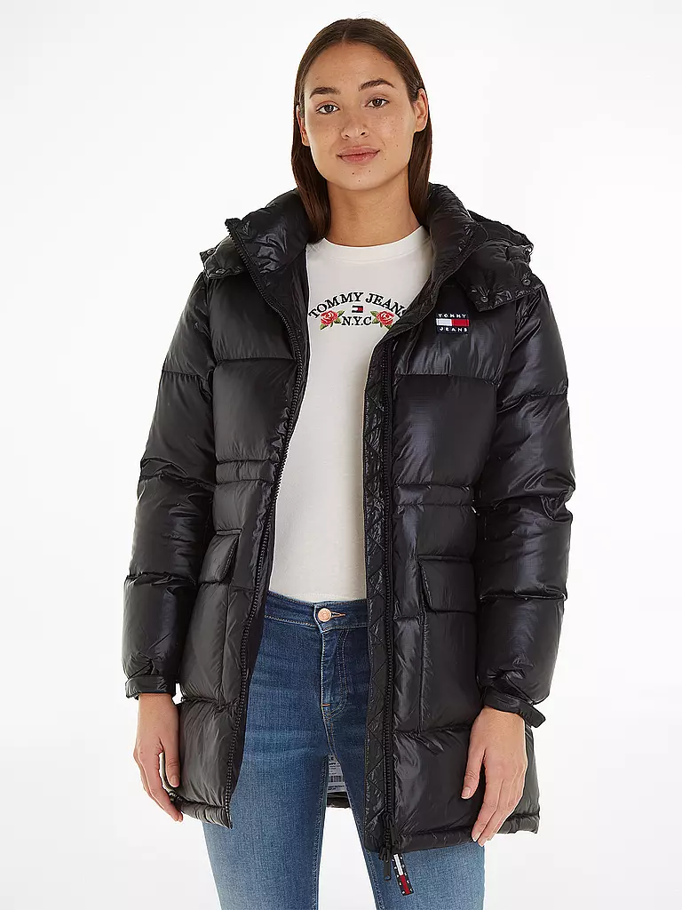 TOMMY JEANS | Daunensteppmantel | schwarz