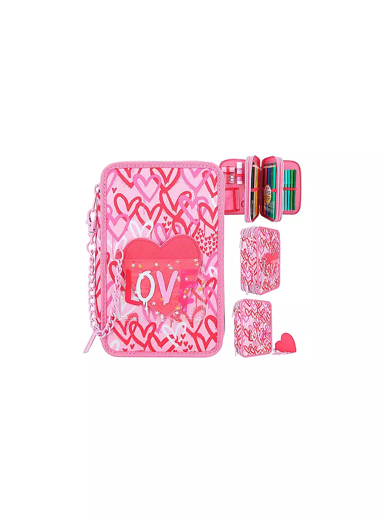 TOP MODEL | TOPModel 3-Fach Federtasche mit PU Herz ONE LOVE | keine Farbe