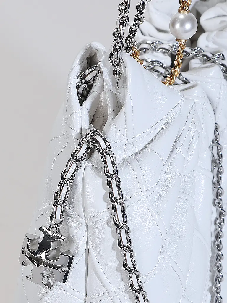 TORY BURCH | Ledertasche - Hobo Bag FLEMING Mini | Weiss