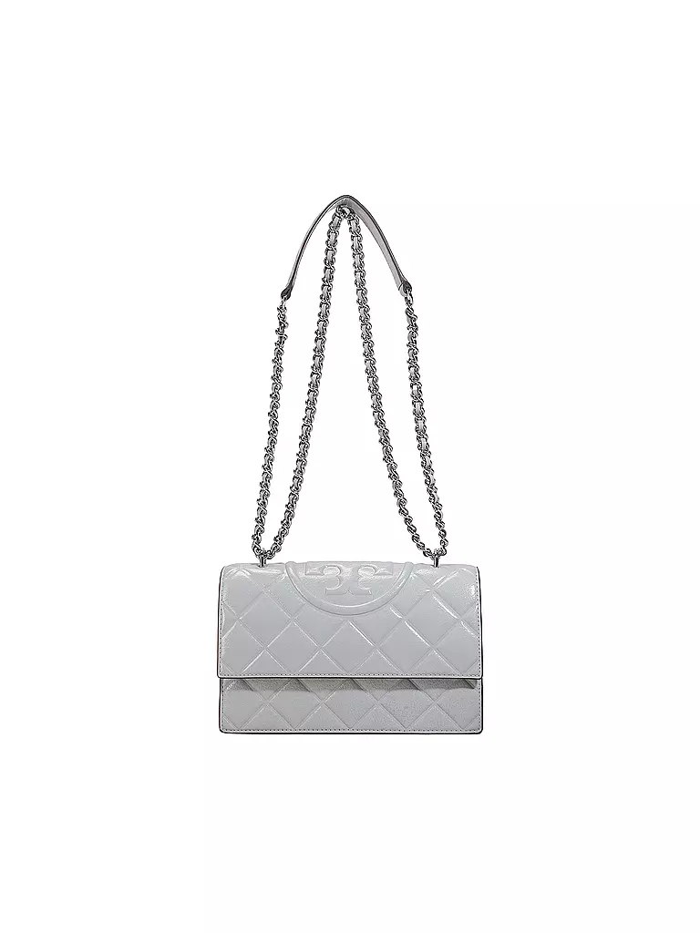 TORY BURCH | Ledertasche - Schultertasche FLEMING SMALL | grau