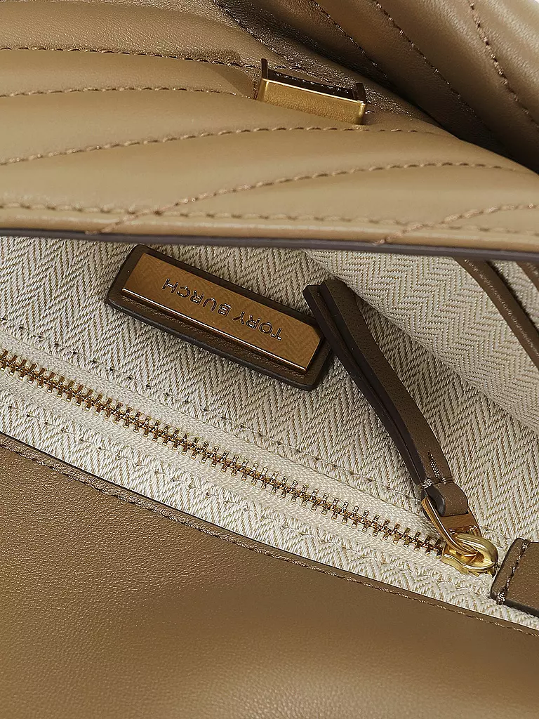 TORY BURCH | Ledertasche - Schultertasche KIRA CHEVRON Small | braun