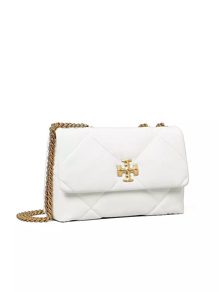 TORY BURCH | Ledertasche - Schultertasche KIRA DIAMOND  | weiss