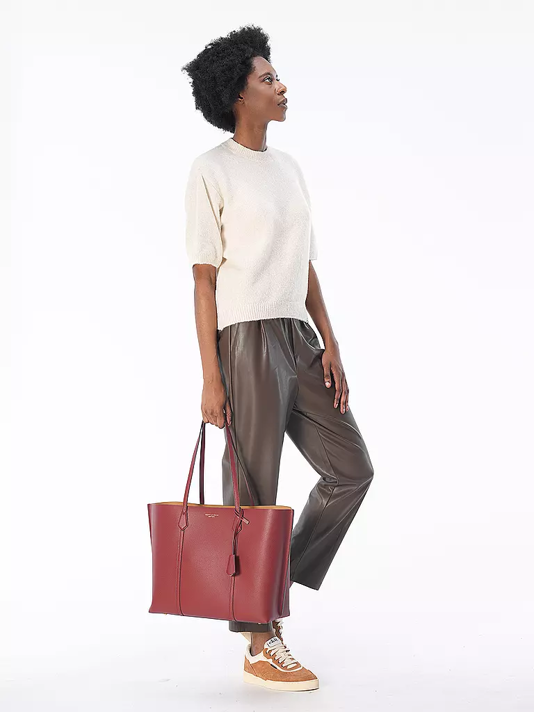 TORY BURCH | Ledertasche - Shopper PERRY | dunkelrot