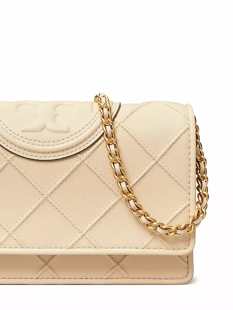 TORY BURCH | Ledertasche - Umhängetasche FLEMING SOFT CHAIN WALLET | beige