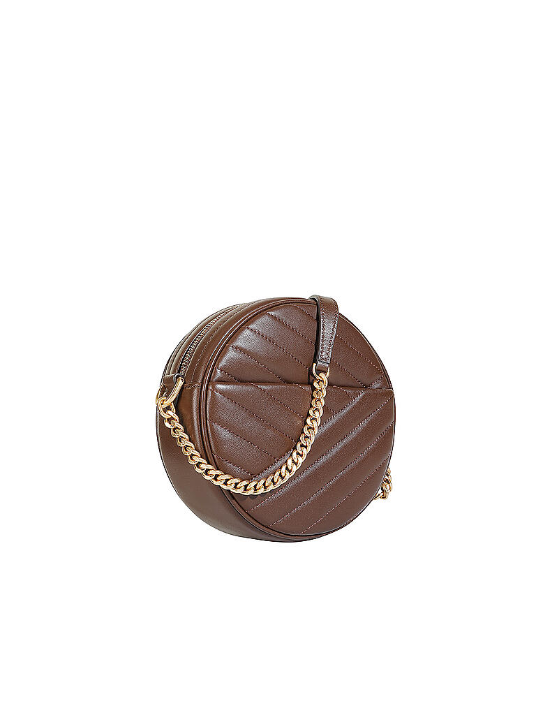 TORY BURCH | Ledertasche - Umhängetasche Kira Chevron Circle Bag | braun