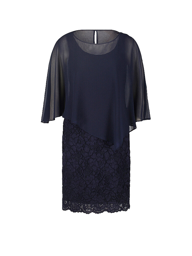 Spitzenkleid Rundhals knielang für Damen blau 38