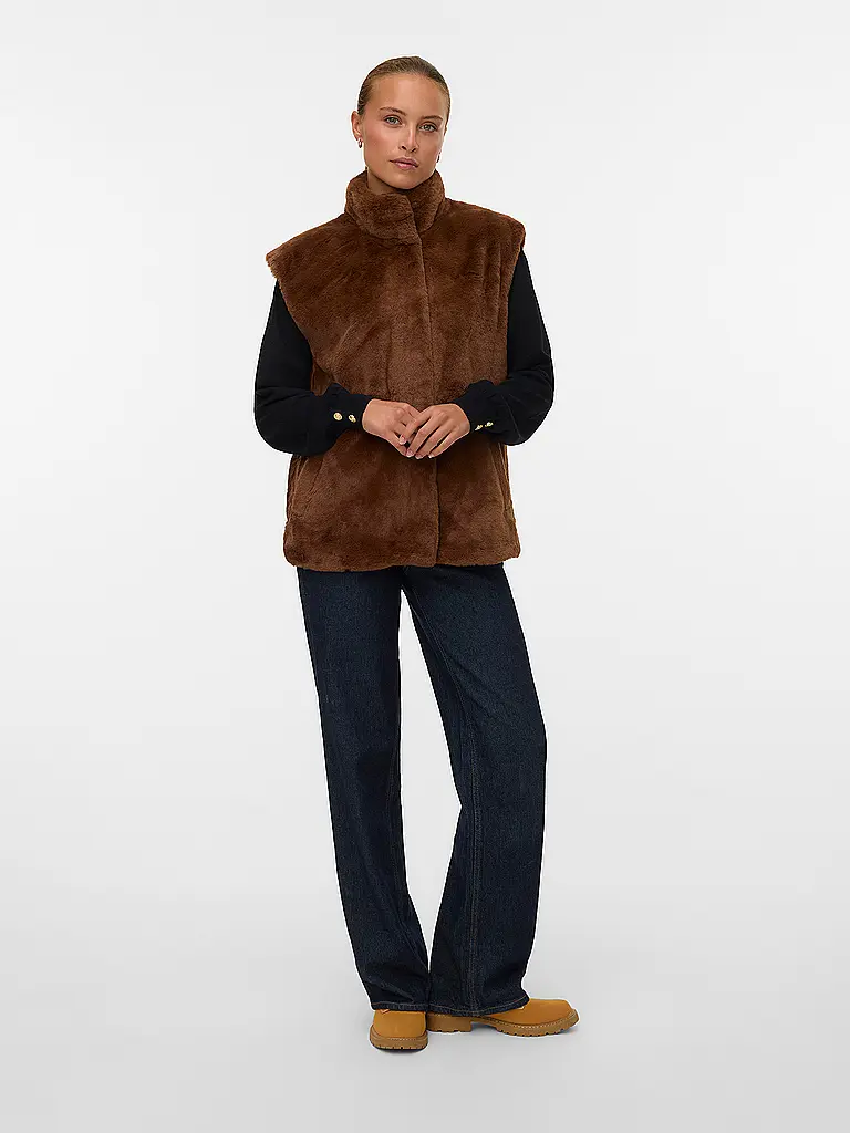 VERO MODA | Gilet in Felloptik VMSONJAPOPPY | Braun