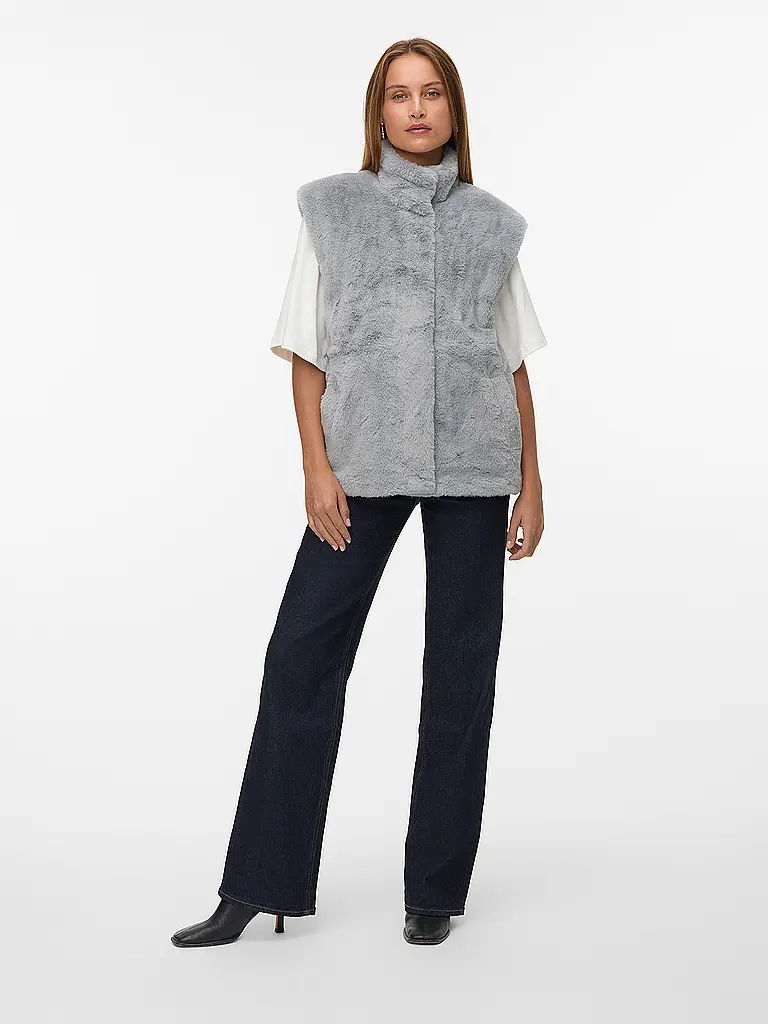 VERO MODA | Gilet in Felloptik VMSONJAPOPPY | Grau