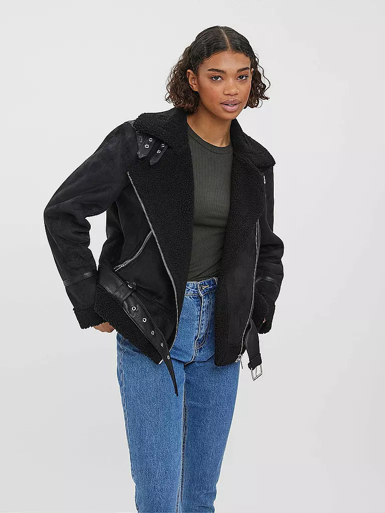 VERO MODA | Jacke in Shearling-Optik VMVEGA | schwarz