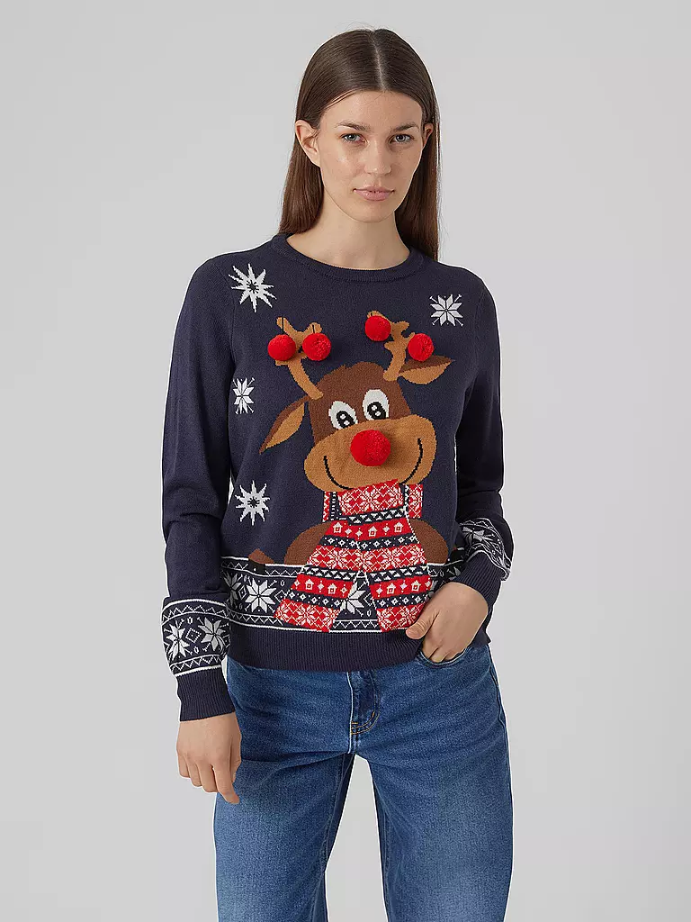 VERO MODA | Pullover VMNEWFROSTYDEER | dunkelblau