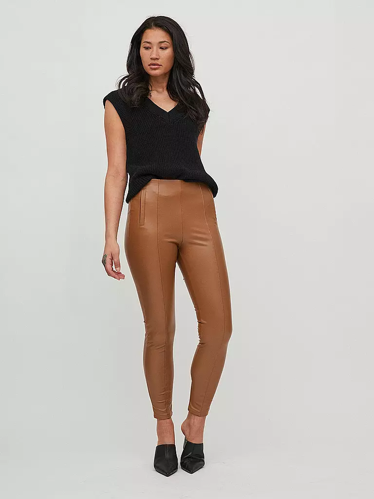 VILA | Hose Leder VICORDELIA | camel
