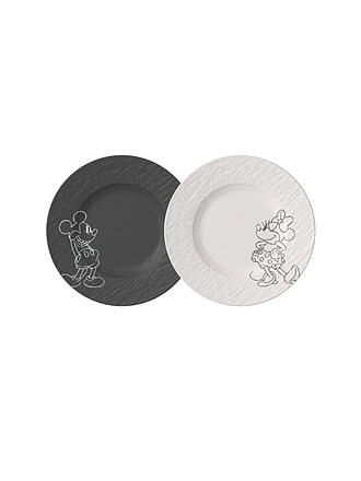 VILLEROY & BOCH | Frühstücks-/ Dessertteller Set 2-tlg 21,7cm MANUFACTURE -MICKEY MOUSE Schwarz/Weiss