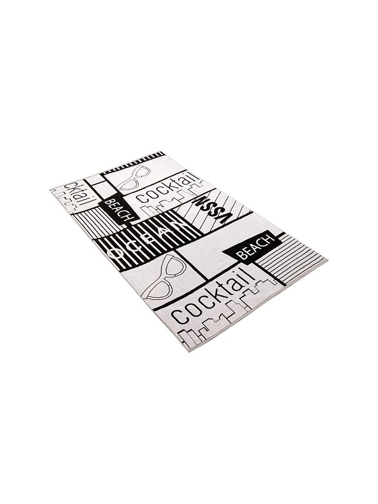 VOSSEN Strandtuch Headlines 100x180cm (Weiss/Schwarz) weiß