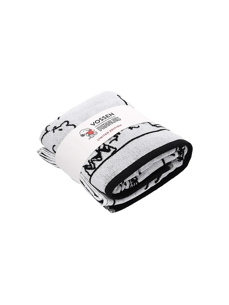 VOSSEN Serviette de douche 67x140cm PEANUTS MOMENTS Black / White blanc