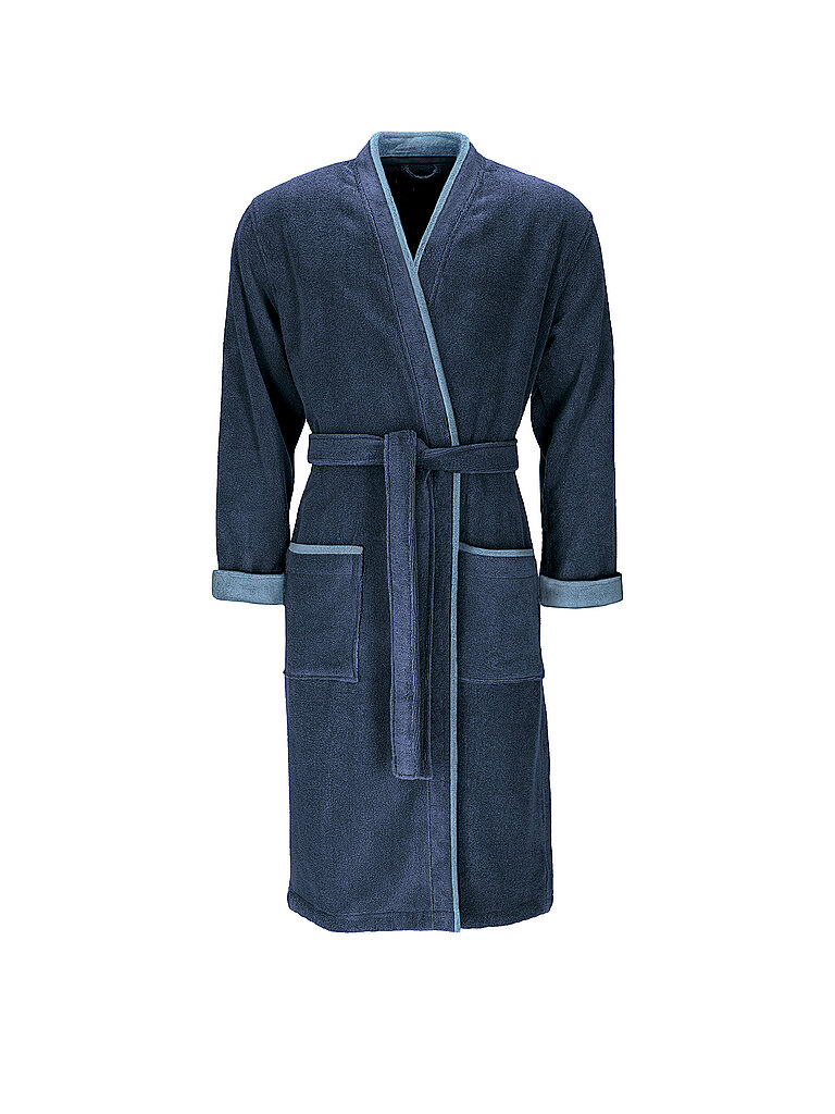 VOSSEN Herren Bademantel L AMADEUS Navy Blue dunkelblau | XXL
